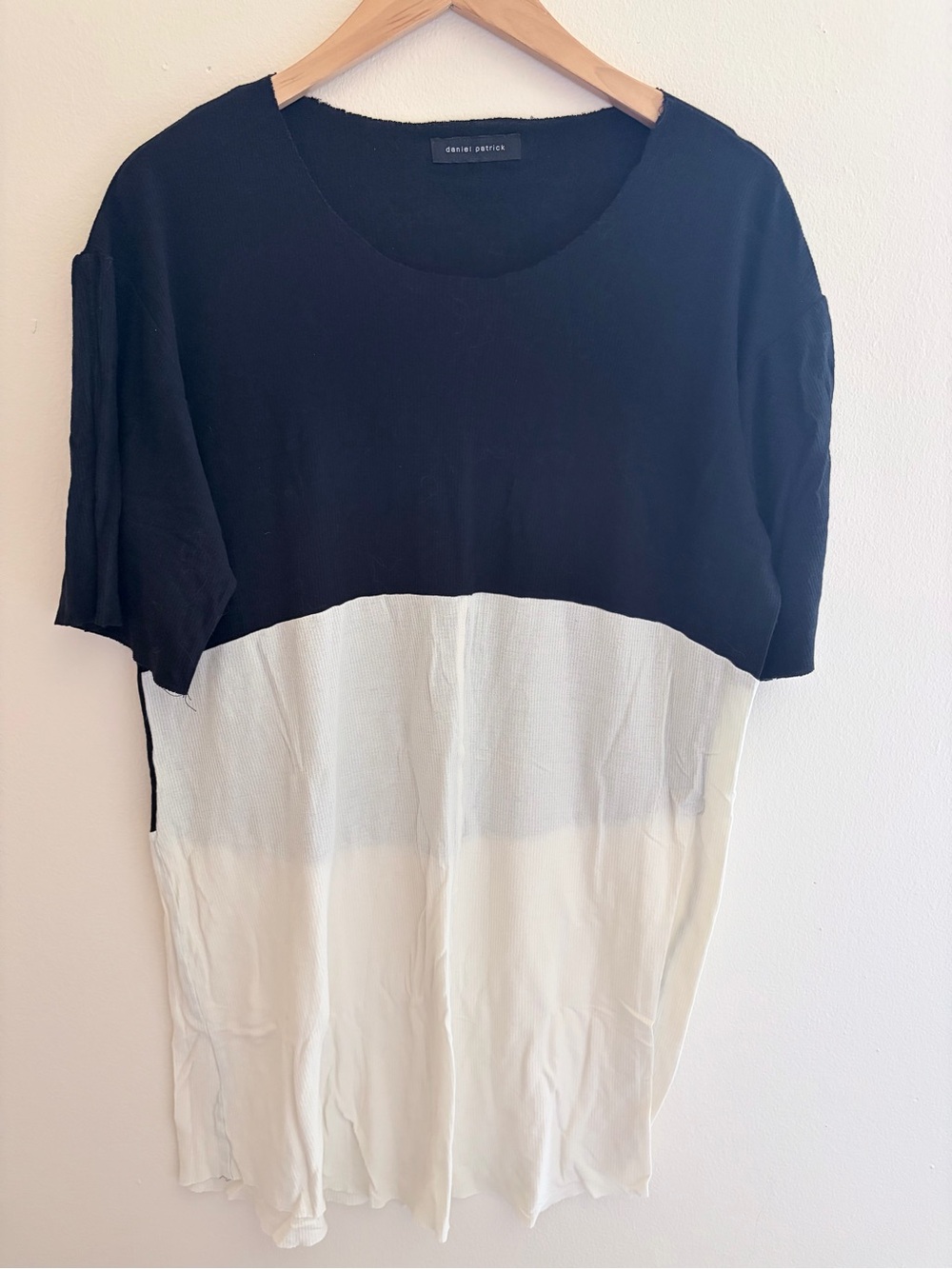 Black and White Colorblock Short Sleeve Top by Daniel Patrick